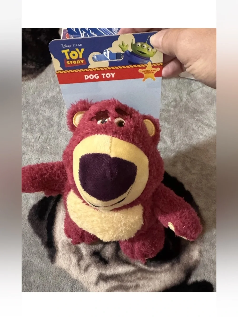 Disney Lotso Plush Dog Toy - Magenta and Cream Bear